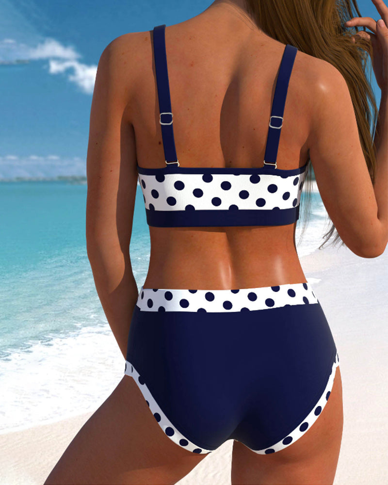 Elisabeth - High-Waist Punkte-Bikini mit Patchwork-Design