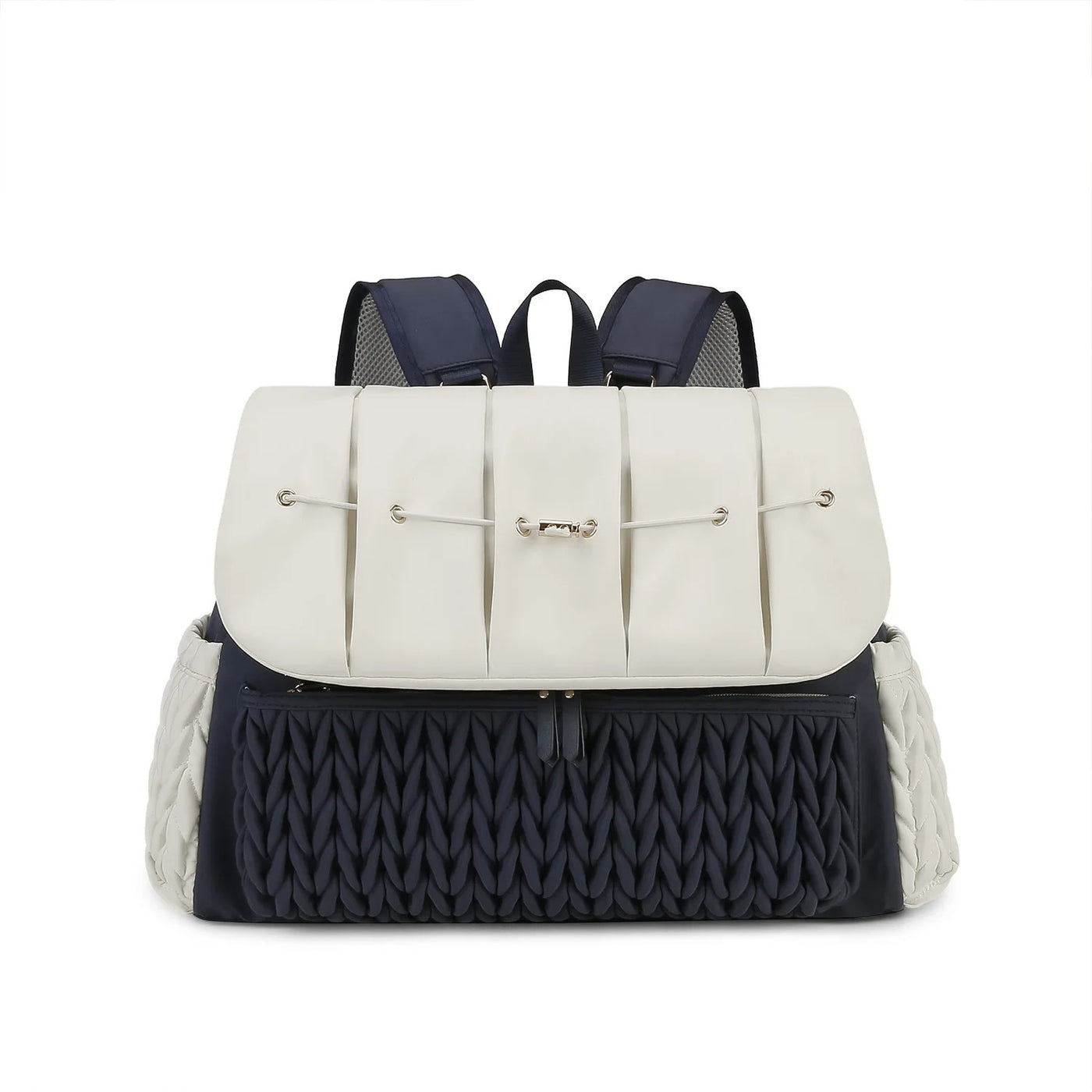 Leni™ - Stilvoller Wickelrucksack in Beige/Marineblau