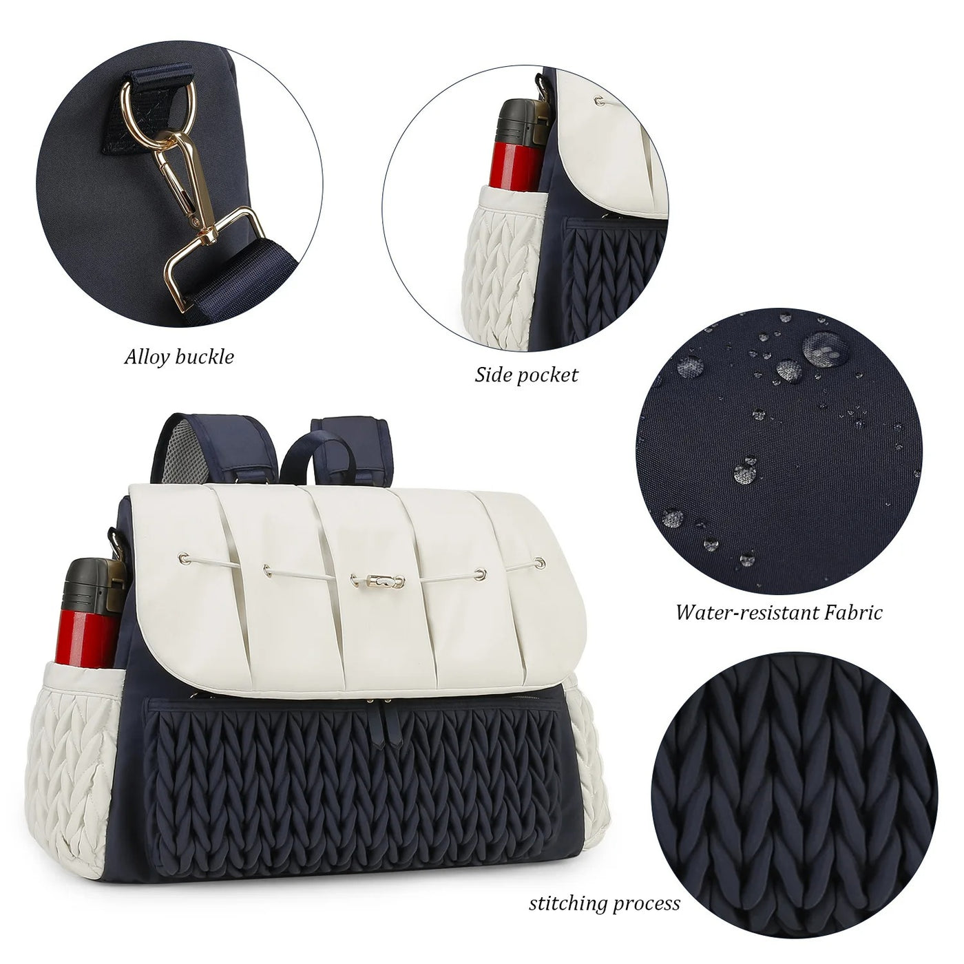 Leni™ - Stilvoller Wickelrucksack in Beige/Marineblau