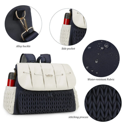 Leni™ - Stilvoller Wickelrucksack in Beige/Marineblau