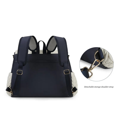 Leni™ - Stilvoller Wickelrucksack in Beige/Marineblau
