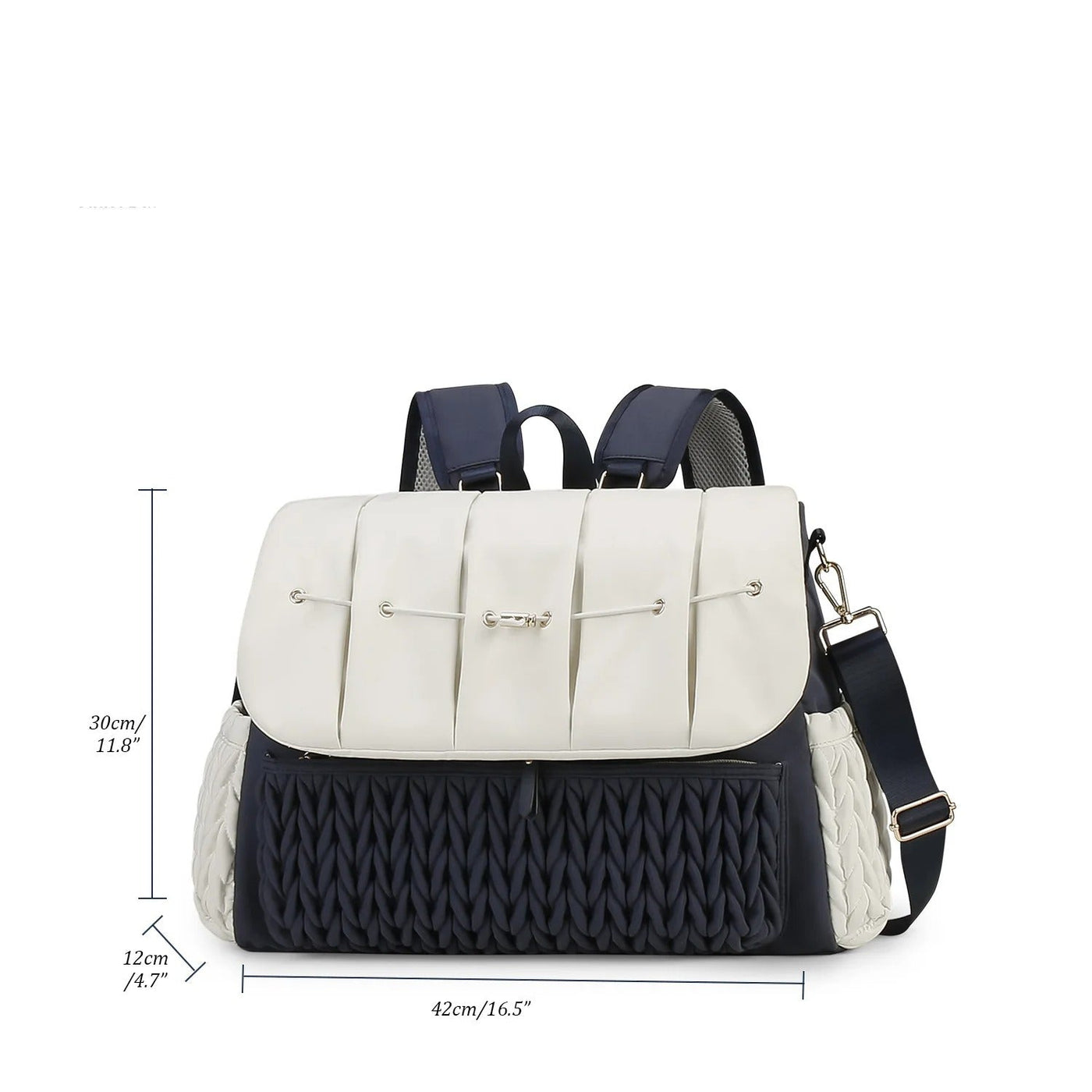 Leni™ - Stilvoller Wickelrucksack in Beige/Marineblau