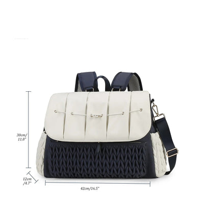 Leni™ - Stilvoller Wickelrucksack in Beige/Marineblau