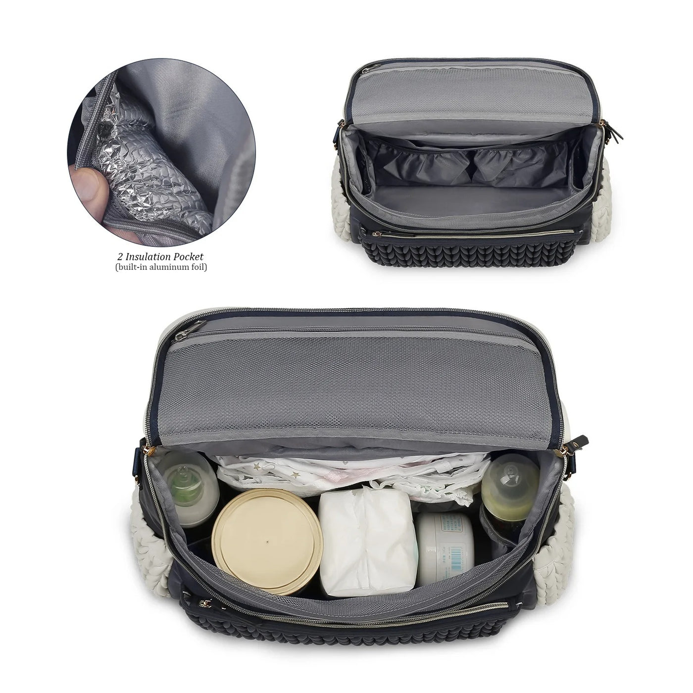 Leni™ - Stilvoller Wickelrucksack in Beige/Marineblau