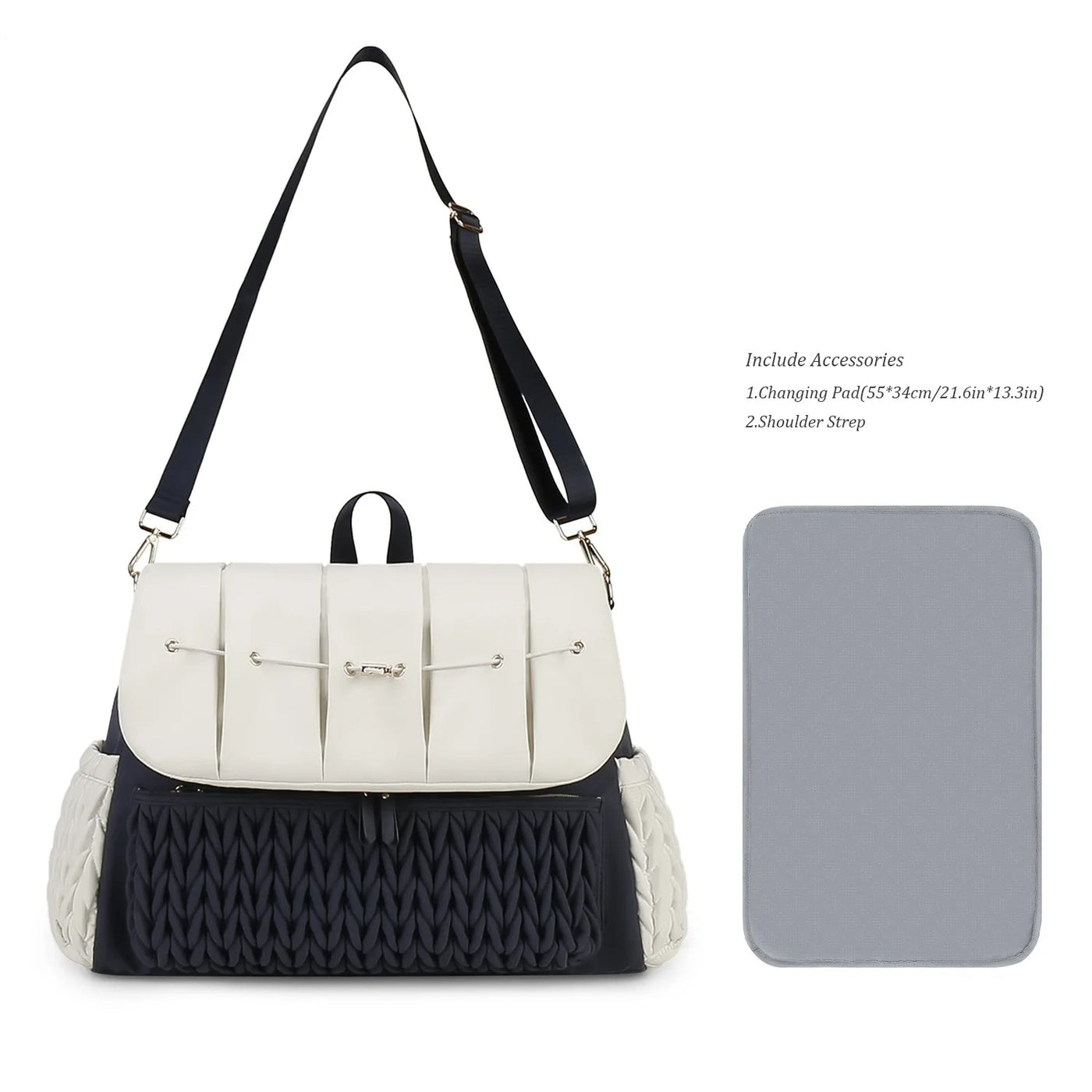 Leni™ - Stilvoller Wickelrucksack in Beige/Marineblau