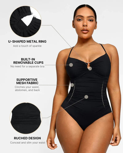 Celeste™ Shaping Badeanzug Damen | U-Ring Einteiler figurformend | Push-Up Swimsuit