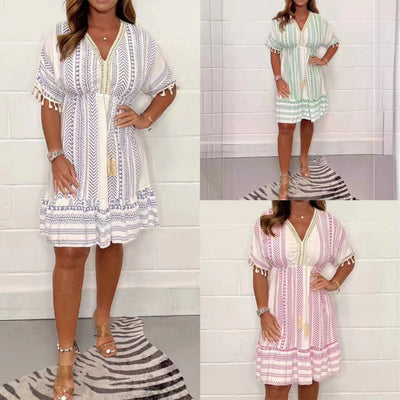 Elena™ - Sommerliches Tunika-Kleid mit Franzen-Detail