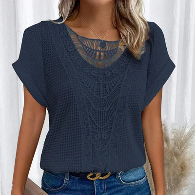 ALEYNA - SPITZENBLUSE MIT STRICKSTOFF