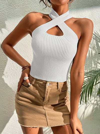 Valentina - Ripp-Crop-Top mit Neckholder