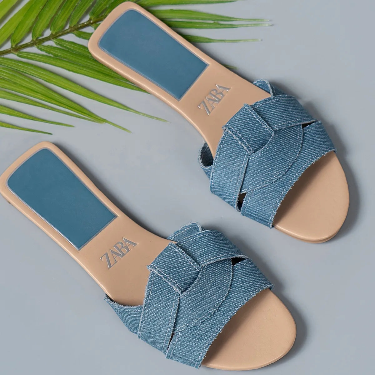 Riviera Denim-Pantoletten