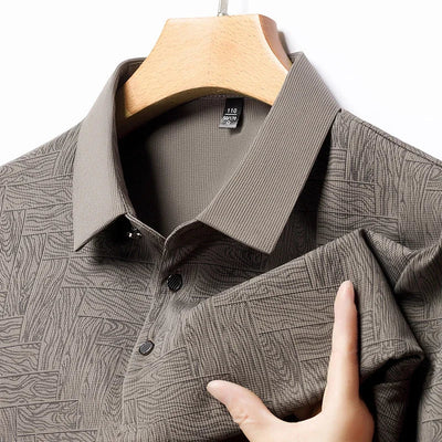 HARALD - POLOSHIRT MIT HOLZMASERUNG-MUSTER