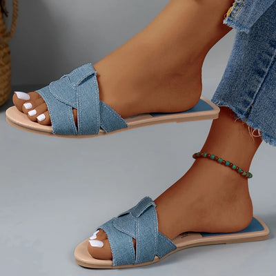 Riviera Denim-Pantoletten