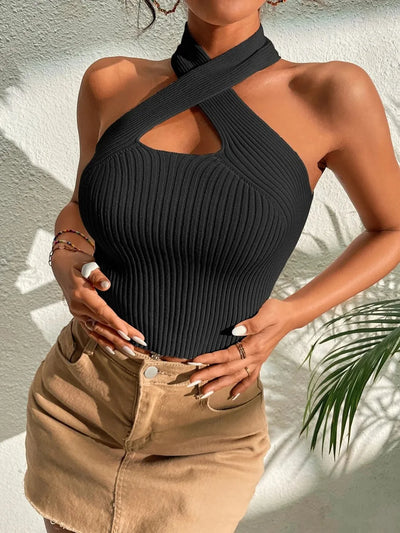 Valentina - Ripp-Crop-Top mit Neckholder