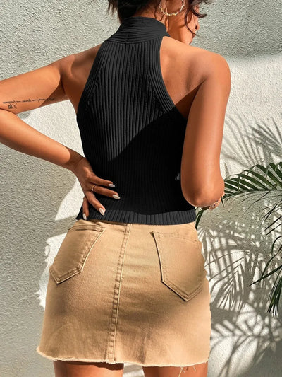 Valentina - Ripp-Crop-Top mit Neckholder