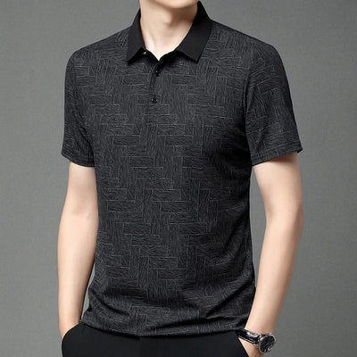 HARALD - POLOSHIRT MIT HOLZMASERUNG-MUSTER