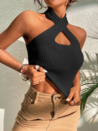 Valentina - Ripp-Crop-Top mit Neckholder