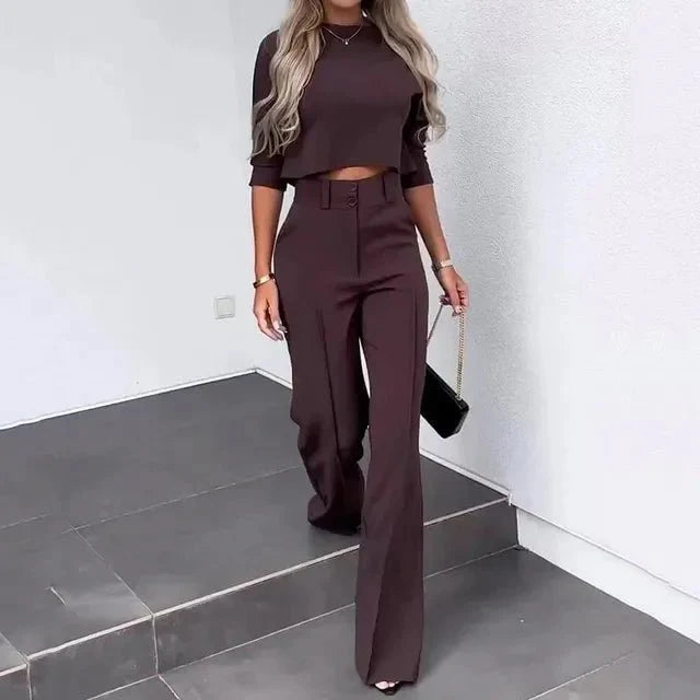 Merida™ - Stylisches Cropped Oberteil und Hose Set für einen trendigen Look