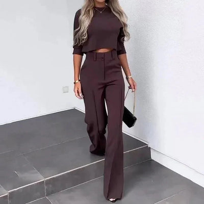 Merida™ - Stylisches Cropped Oberteil und Hose Set für einen trendigen Look