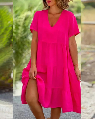 Rieke™ - Elegant Fließendes Kleid mit V-Ausschnitt für einen stilvollen Look