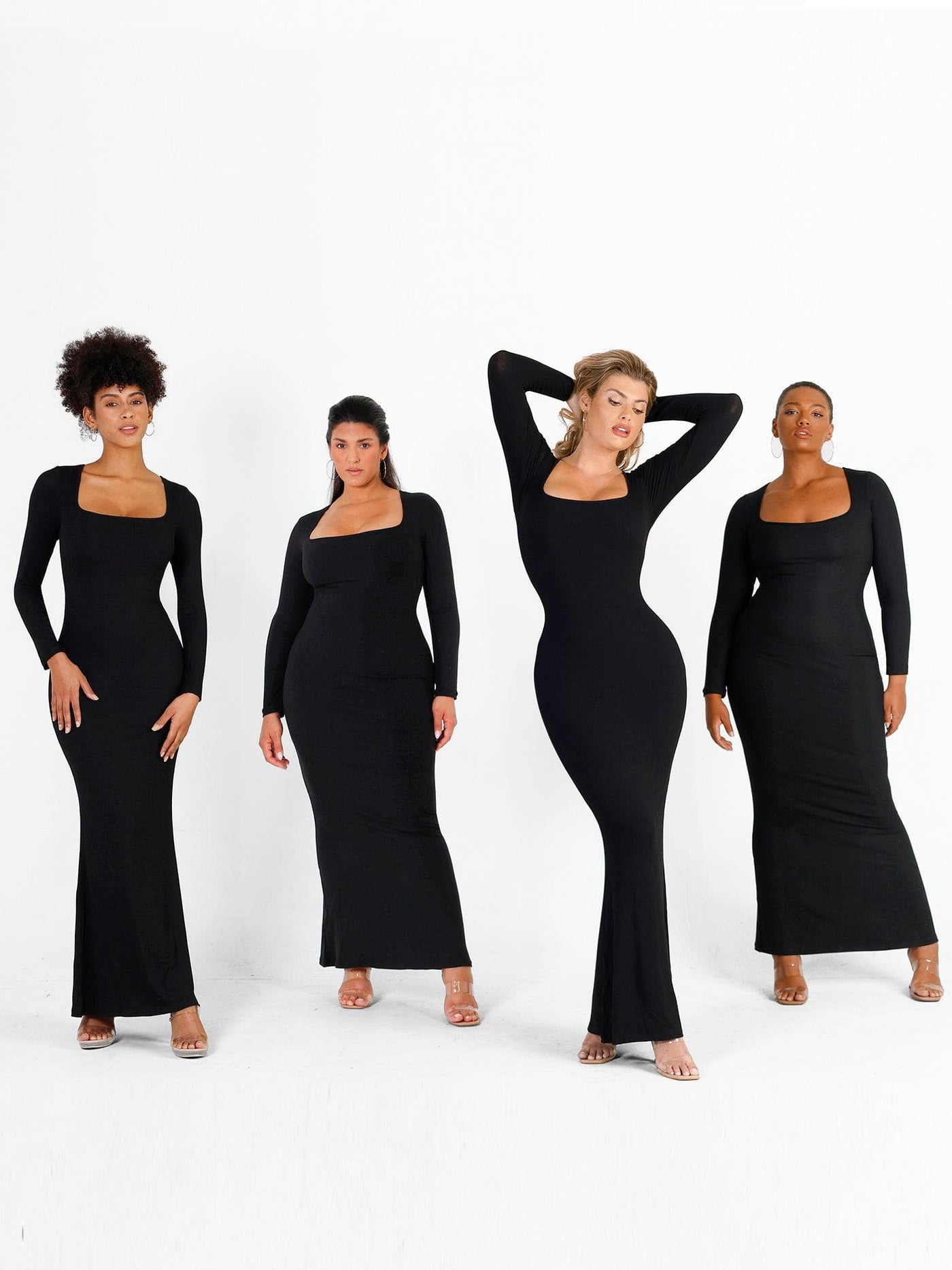 Sara - Shapewear Maxi-Kleid mit langen Ärmeln