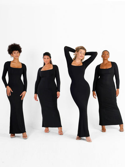 Sara - Shapewear Maxi-Kleid mit langen Ärmeln