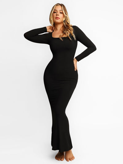 Sara - Shapewear Maxi-Kleid mit langen Ärmeln