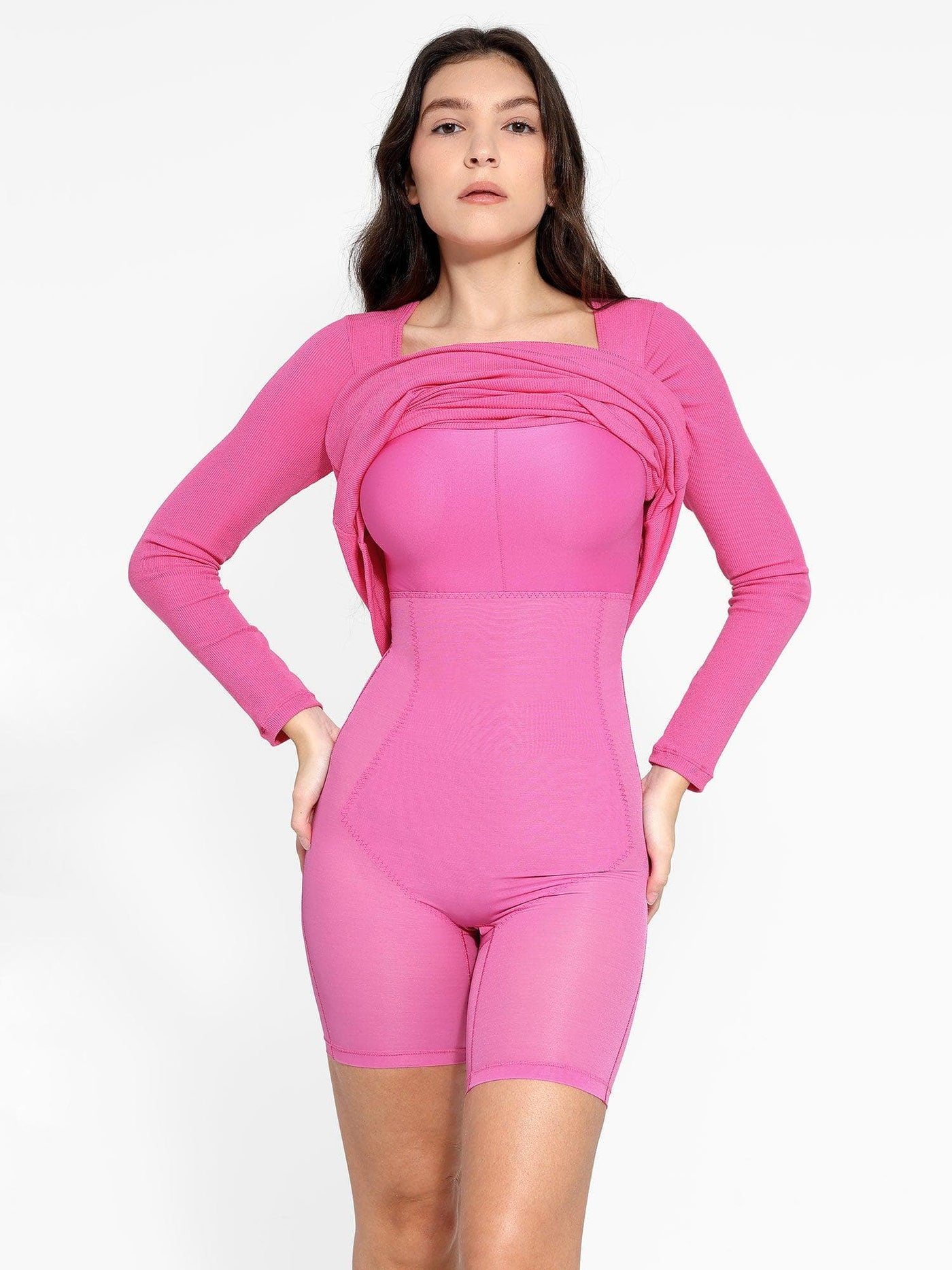 Sara - Shapewear Maxi-Kleid mit langen Ärmeln