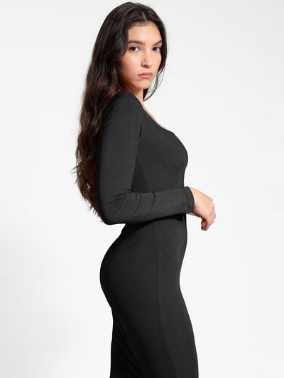 Sara - Shapewear Maxi-Kleid mit langen Ärmeln