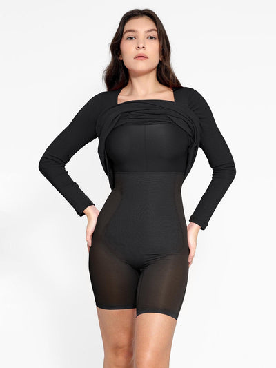 Sara - Shapewear Maxi-Kleid mit langen Ärmeln