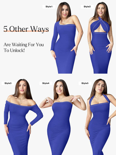 Sara - Shapewear Maxi-Kleid mit langen Ärmeln