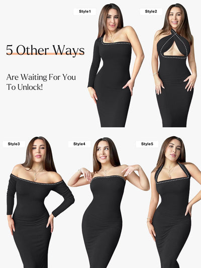 Sara - Shapewear Maxi-Kleid mit langen Ärmeln