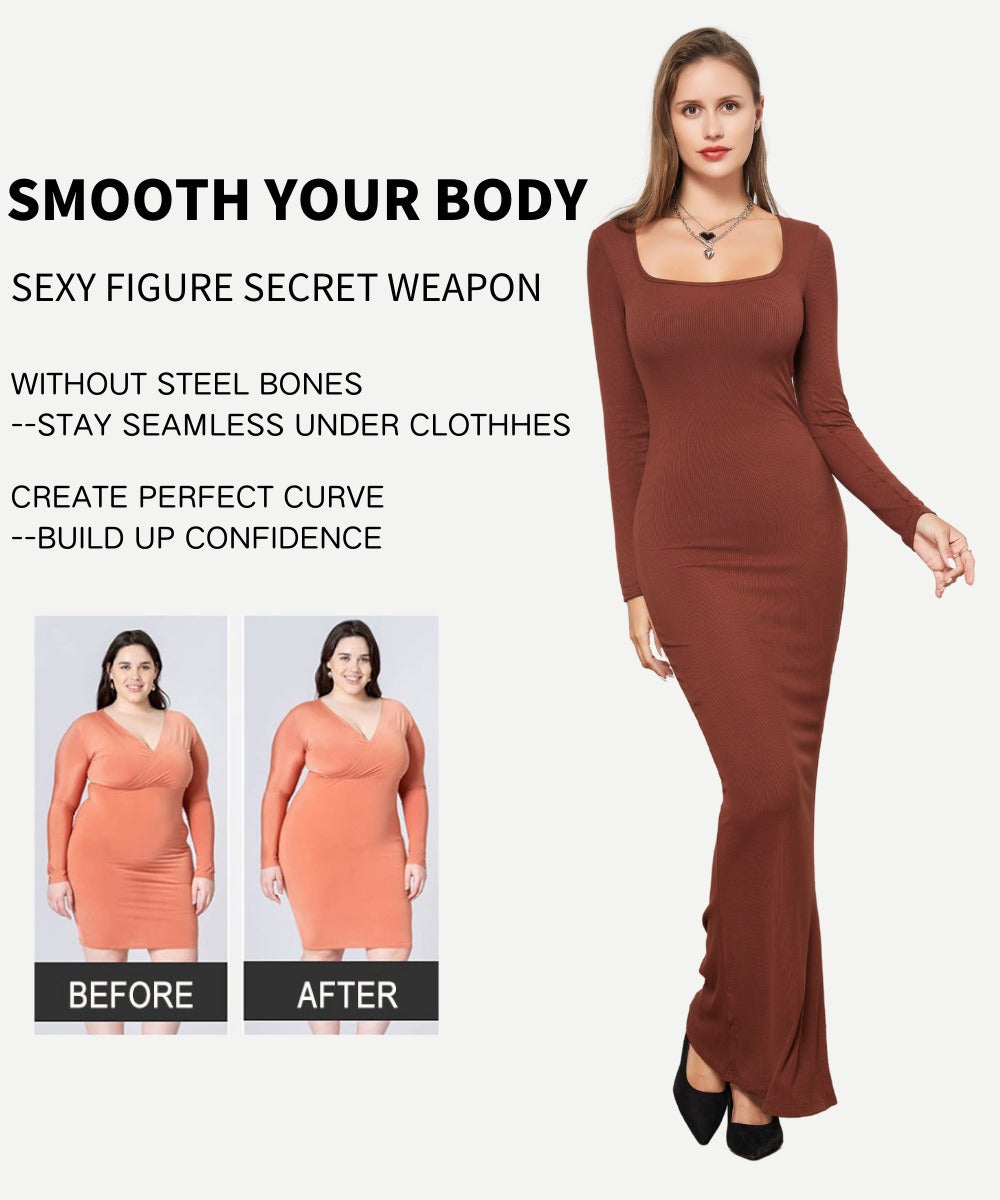 Sara - Shapewear Maxi-Kleid mit langen Ärmeln