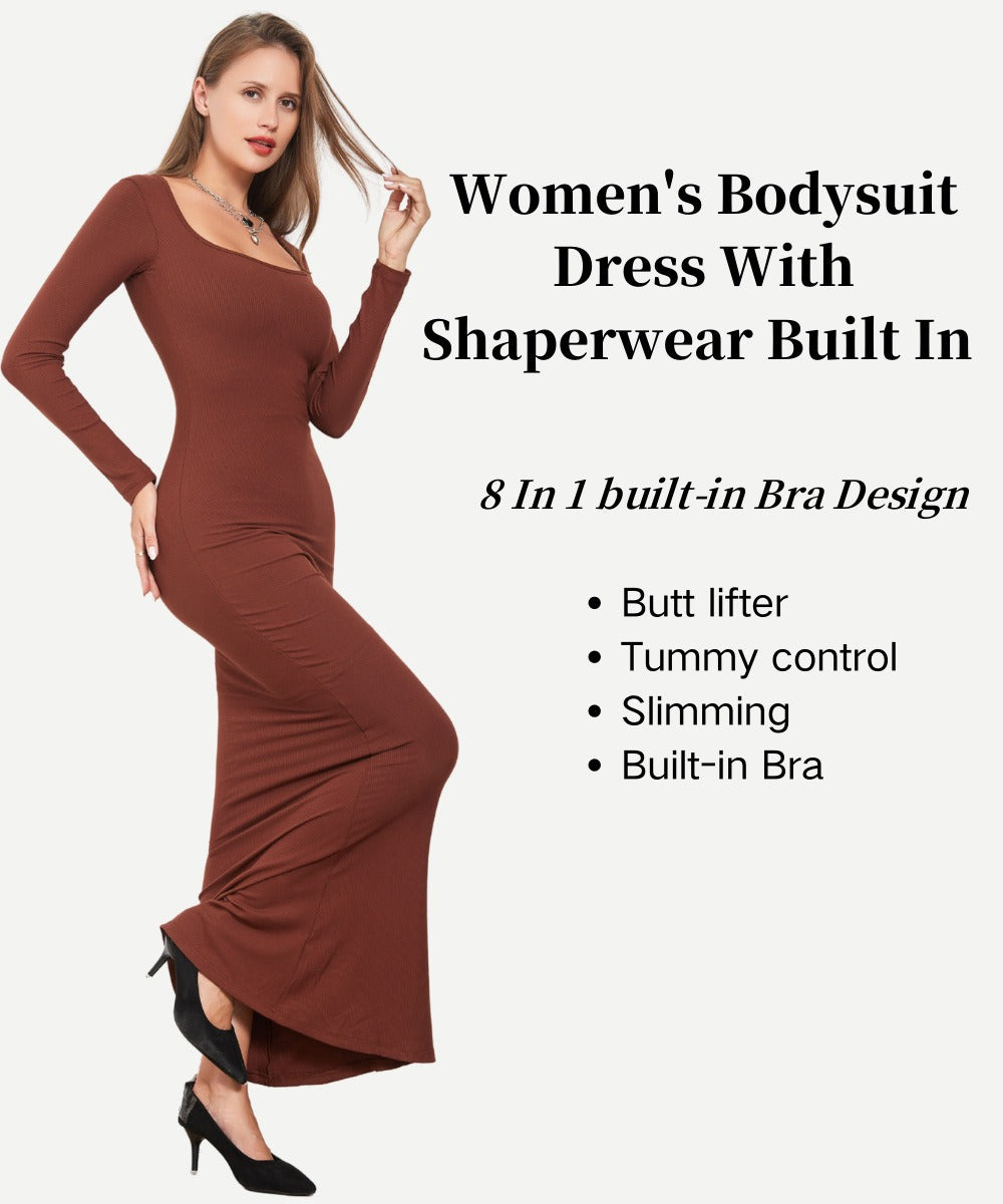 Sara - Shapewear Maxi-Kleid mit langen Ärmeln