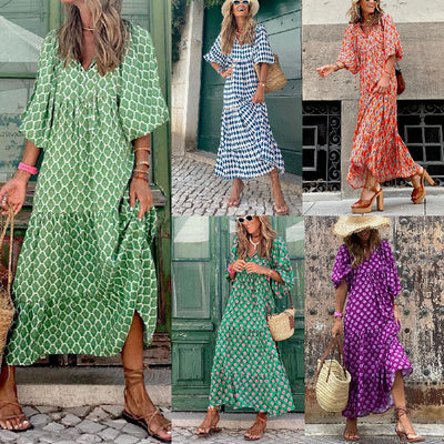 Bella™ - Mediterranes Maxikleid mit V-Ausschnitt