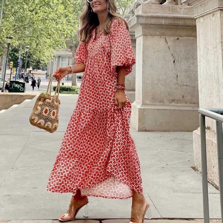 Bella™ - Mediterranes Maxikleid mit V-Ausschnitt