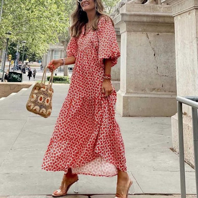 Bella™ - Mediterranes Maxikleid mit V-Ausschnitt