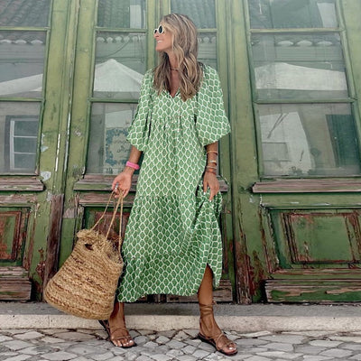 Bella™ - Mediterranes Maxikleid mit V-Ausschnitt