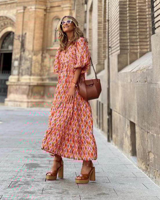 Bella™ - Mediterranes Maxikleid mit V-Ausschnitt