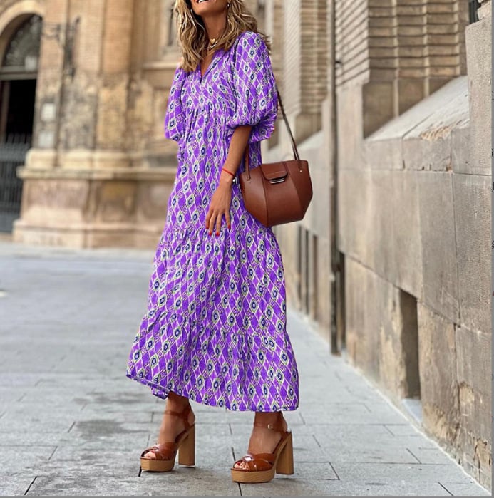 Bella™ - Mediterranes Maxikleid mit V-Ausschnitt