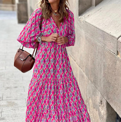 Bella™ - Mediterranes Maxikleid mit V-Ausschnitt