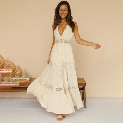 Emine™ - Langes Kleid mit V-Ausschnitt